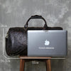Leather weekender duffle bag with shoe compartment