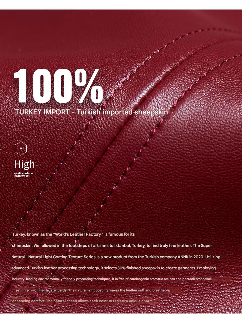 Korean slim fit cropped sheepskin leather jacket