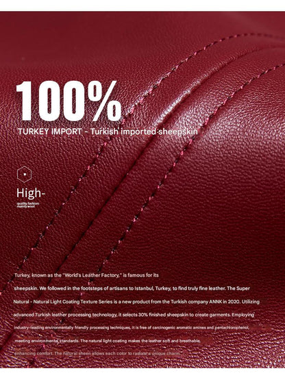 Korean slim fit cropped sheepskin leather jacket