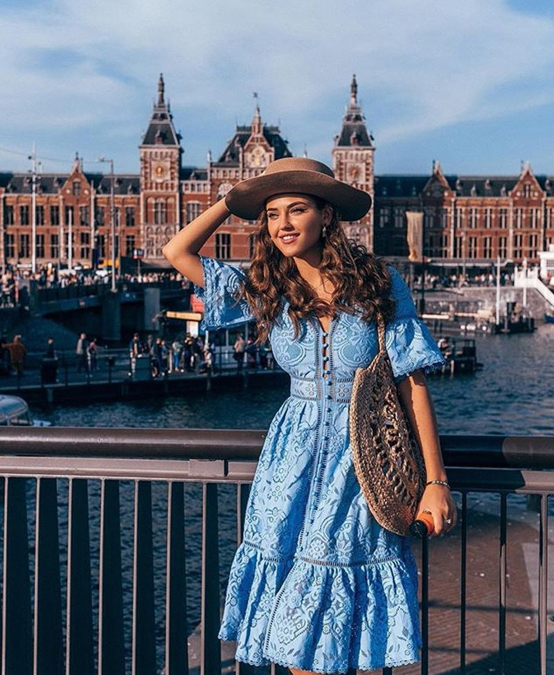 Summer Dresses For Women Lace V Neck Midi Dress