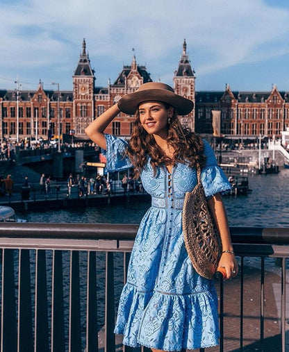 Summer Dresses For Women Lace V Neck Midi Dress