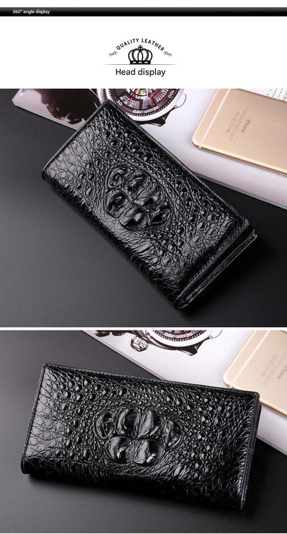 Men’s Genuine Crocodile Long Leather Wallet
