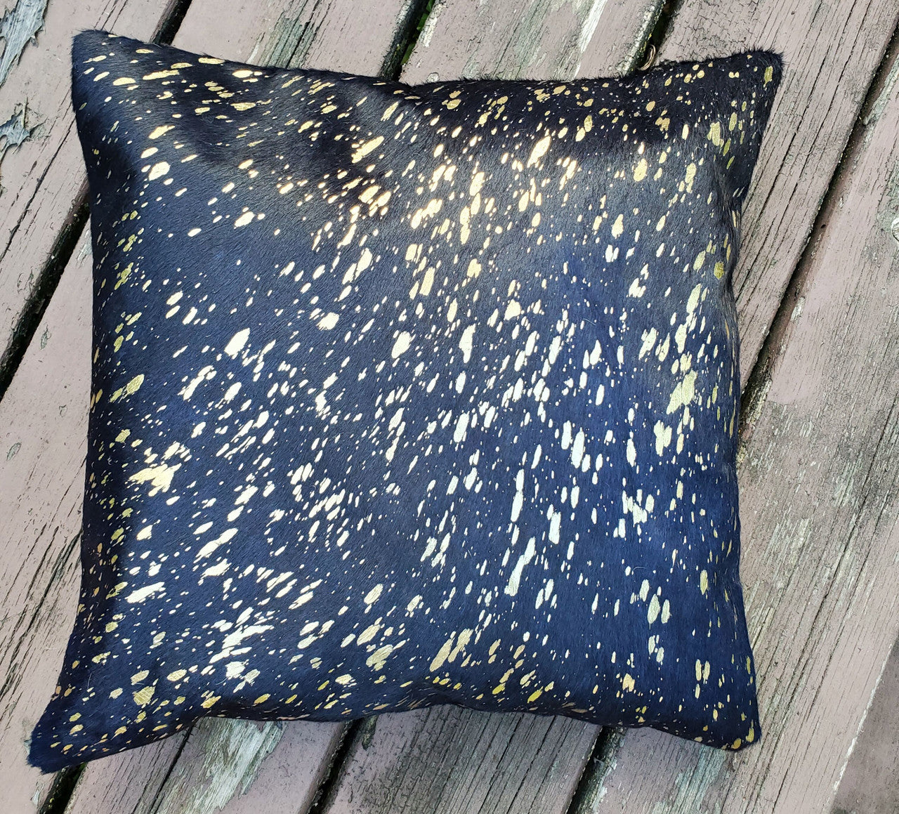 Dark Metallic Cowhide Pillow Cover