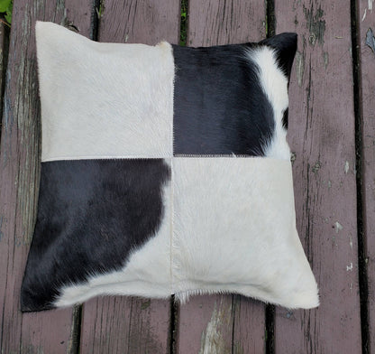 The cowhide square pillow covers arrives fast and are just perfect. these really ground the whole room decor grouping together

