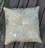 A stunning custom made extra large metallic gold cowhide cushion covers which will work in any ranch room. 

