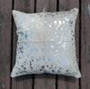 Exotic Metallic Silver Cowhide Pillow Real