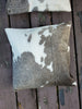 Cowhide Cushion Covers Grey White Cow Hide Pillow Cover Two Pieces 16 by 16 inches