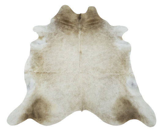 A new Brazilian large beige cowhide rug for any space from rustic or Scandinavian, these are very easy to clean and maintain 