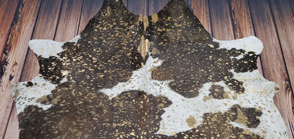 Brazilian Dark Gold Metallic Cowhide Rug 7.5ft x 6.3ft