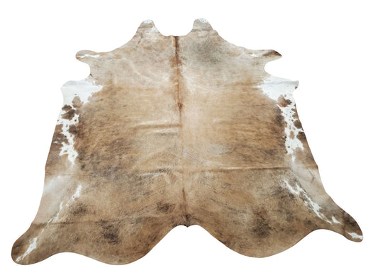 A stylish new exotic brown cowhide rug with chic and stunning brindle incorporated in, amazing quality and free and fast shipping all over Canada.