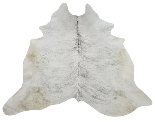 This grey cowhide rug has a slight tan and gorgeous sheen, it looks beautiful under the kitchen table or fireplace. 
