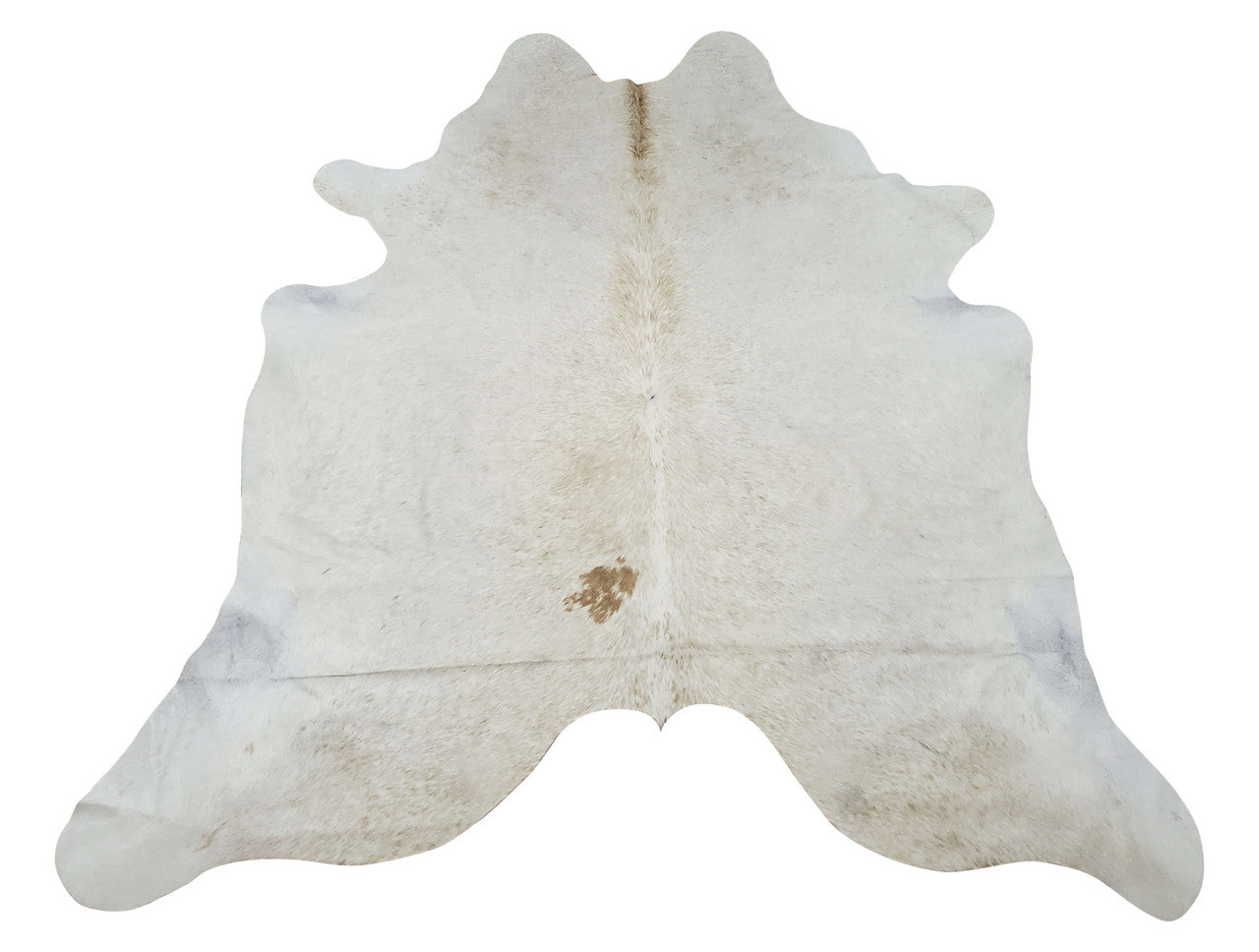 New small cream cowhide rug handpicked for the neutral pattern it will make living area charming