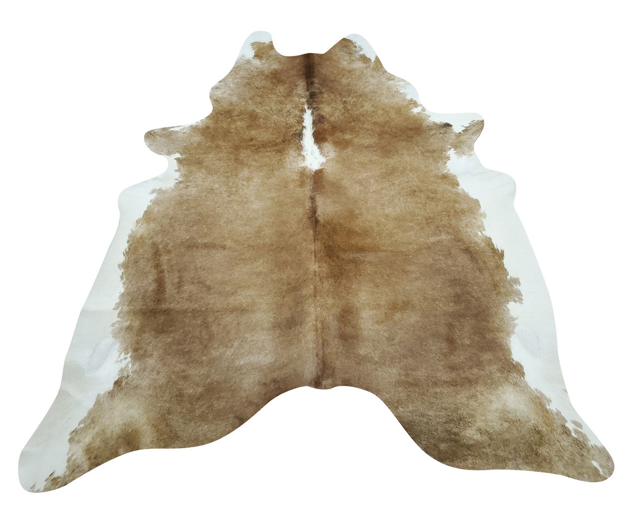 Bring rustic charm and a unique touch to any room with this large cowhide rug mix of blended furry faded brown, black and white on the edges. Get it now! 