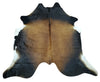 Extra Large Cowhide Rug Dark Brown Black White 7.2ft x 5.6ft