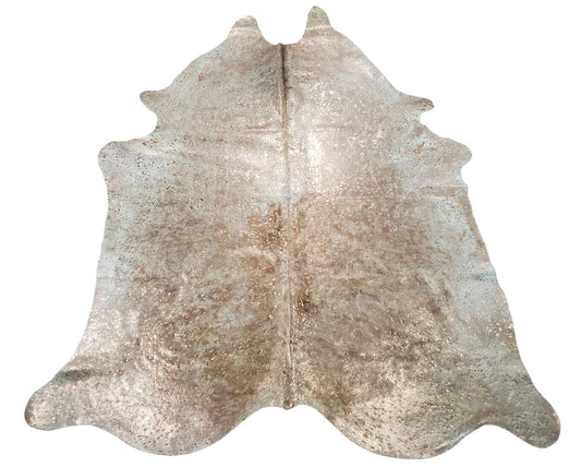 A very beautiful metallic cowhide rug, it comes with a thick and luxurious vibe and is even more beautiful than described.