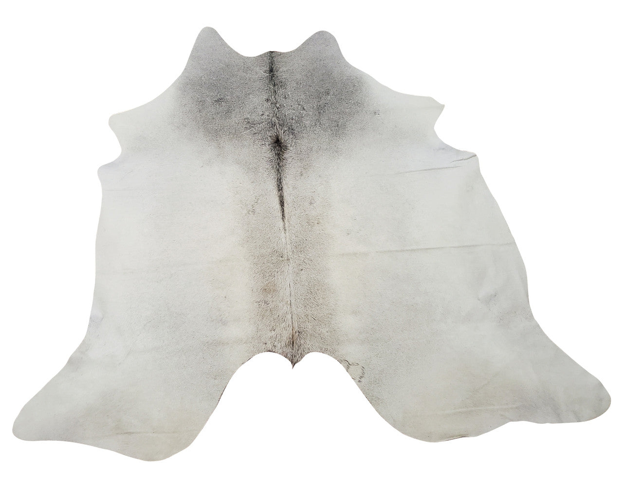 This grey cowhide rug will be a big statement piece in any space making it a marvel, this is natural and handpicked for unique pattern. 