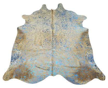 One of the best fact about metallic cowhide rugs is the coziness in winter and turquoise on grey is great addition in your study or living room 