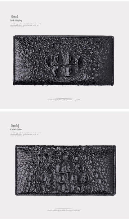 Men’s Genuine Crocodile Long Leather Wallet