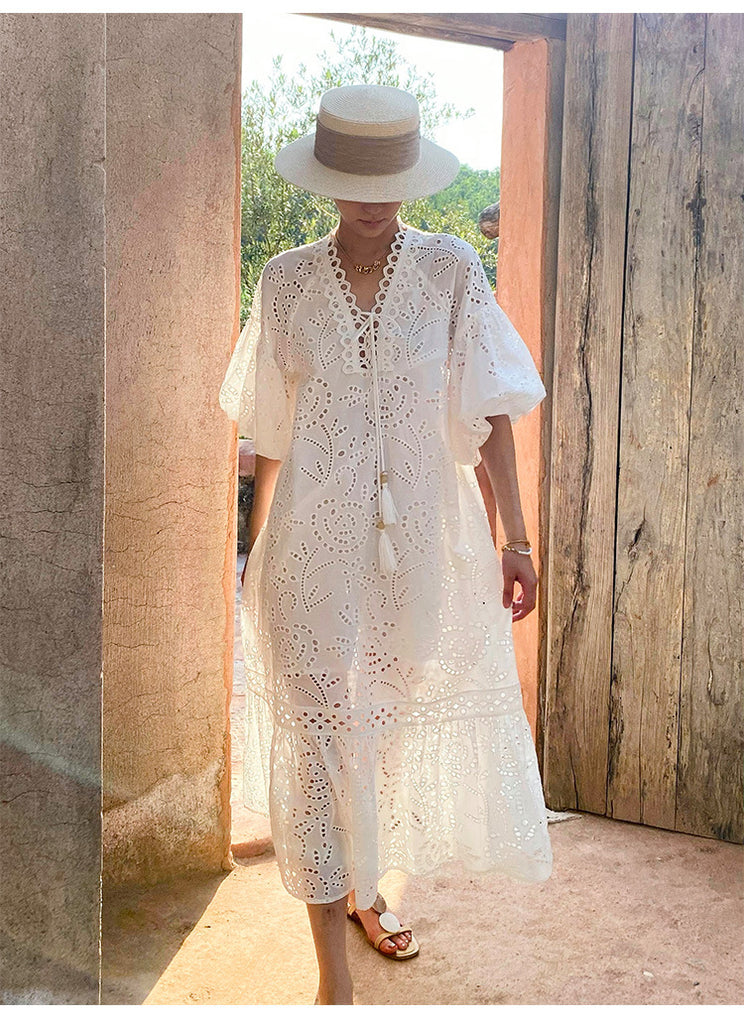 Summer Dresses For Women White Cotton Midi Dress