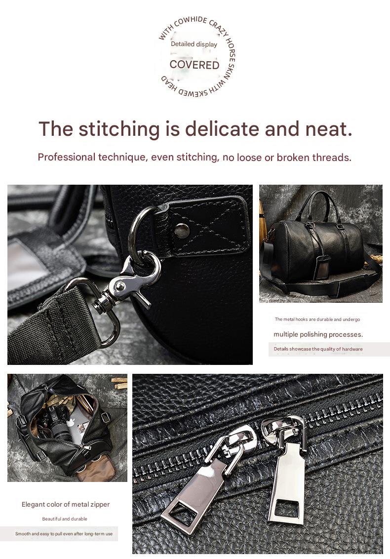 Men leather duffle bag with shoe compartment