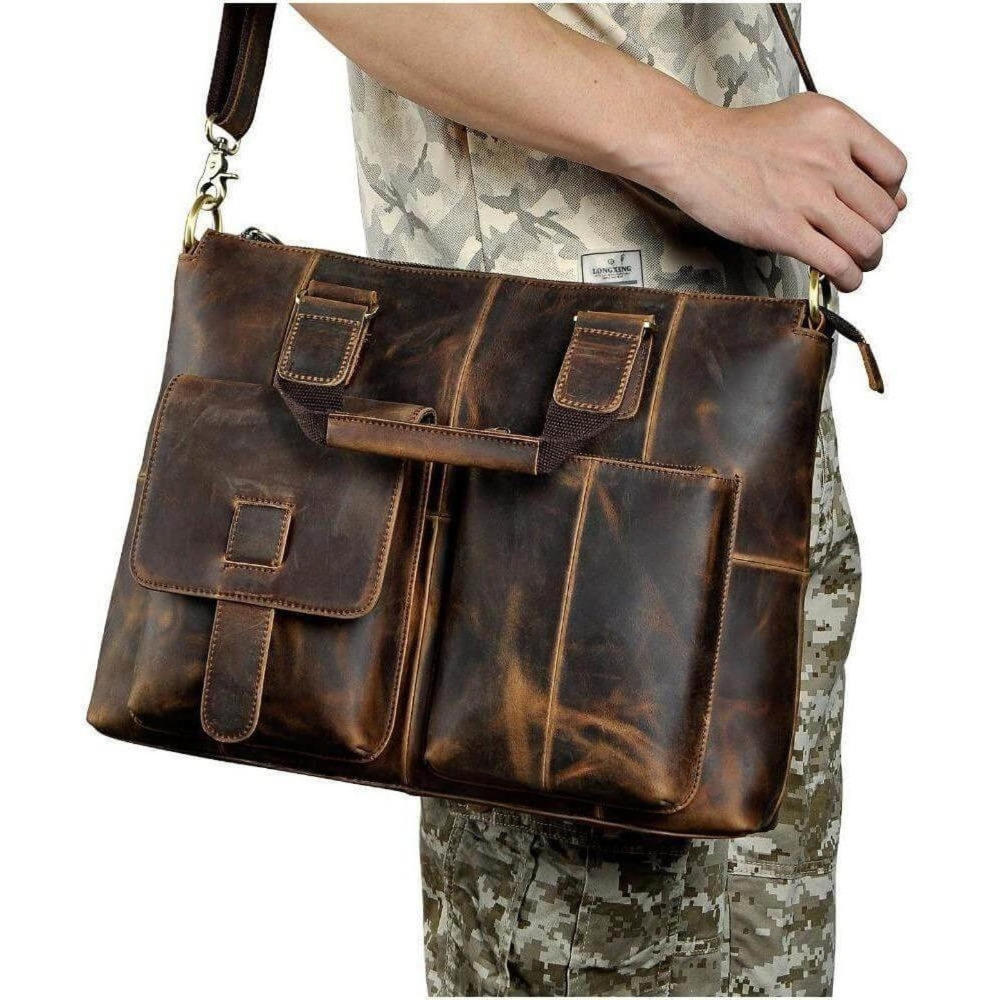 Full Grain Leather Messenger Bag for Men