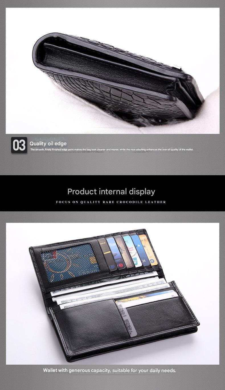 Men’s Genuine Crocodile Long Leather Wallet