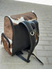 Cowhide Backpack Dark Brown Black White