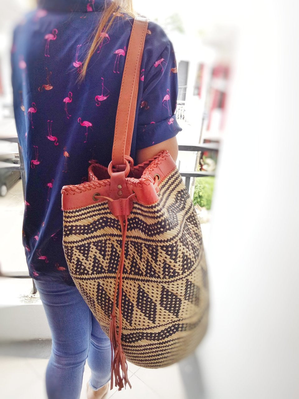 handmade straw borneo bag