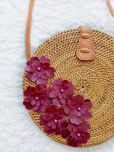 Flores Round Bag With Handmade Leather flowers