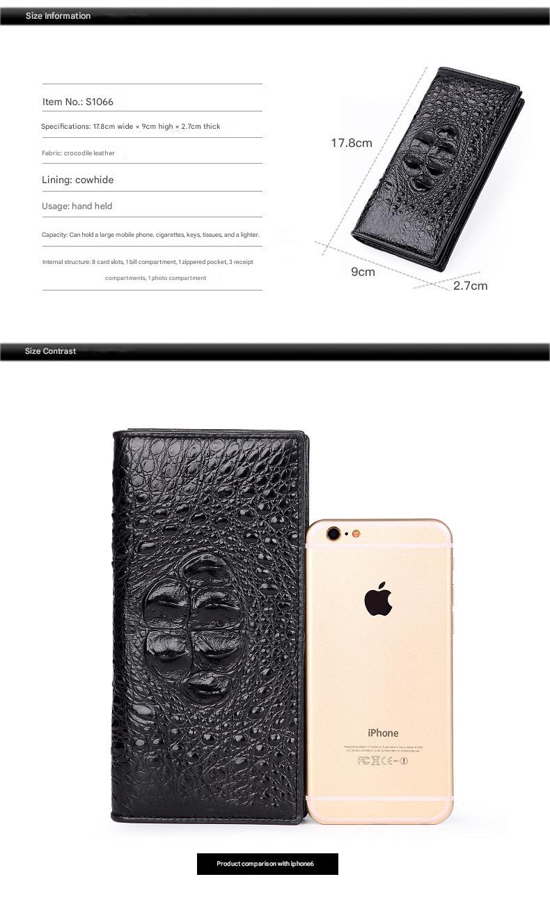 Men’s Genuine Crocodile Long Leather Wallet