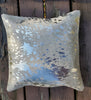 Our silver cowhide pillow covers are in 16 X 16 inches, free shipping all over Canada, these are made from real hair on cow hide metallic acid washed. 