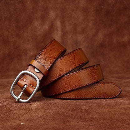 Women’s Leather Jeans Belt with Removable Pin Buckle