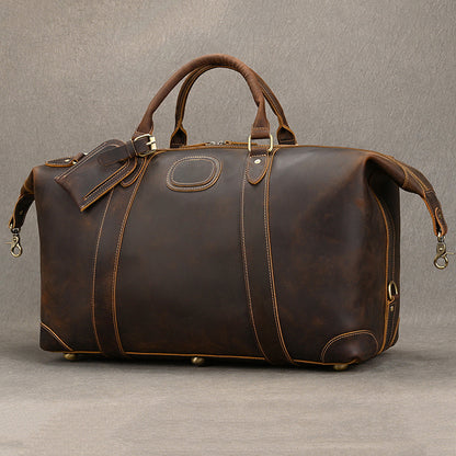 Men’s full-grain leather travel duffle bag