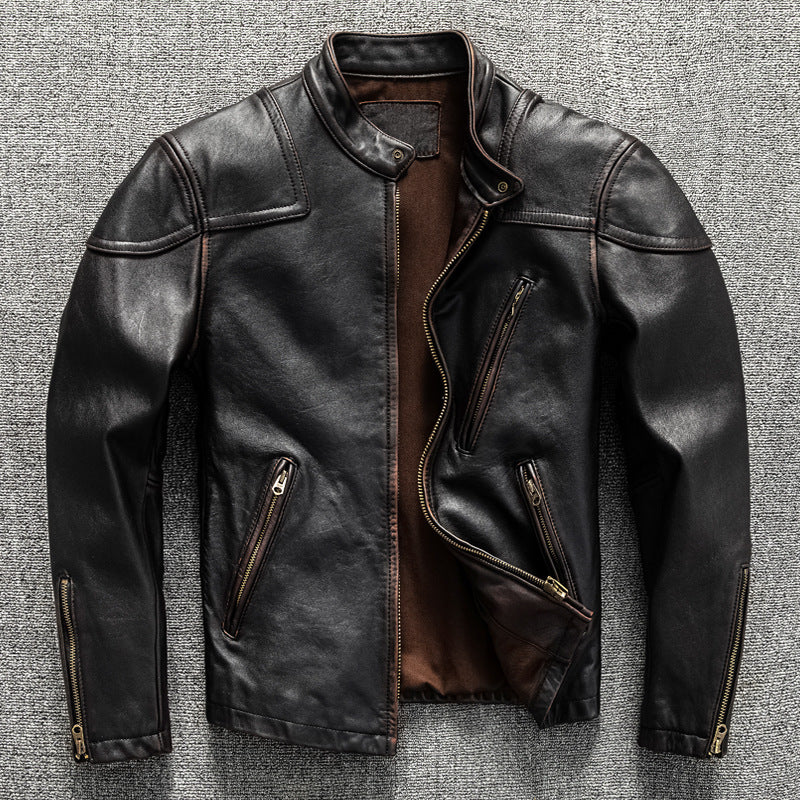 Men’s Heavyweight Genuine Leather Biker Jacket