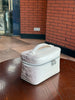 Leather Toiletry Bag in White Embossed Cowhide