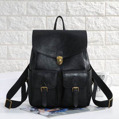 Women leather backpack laptop carry bag