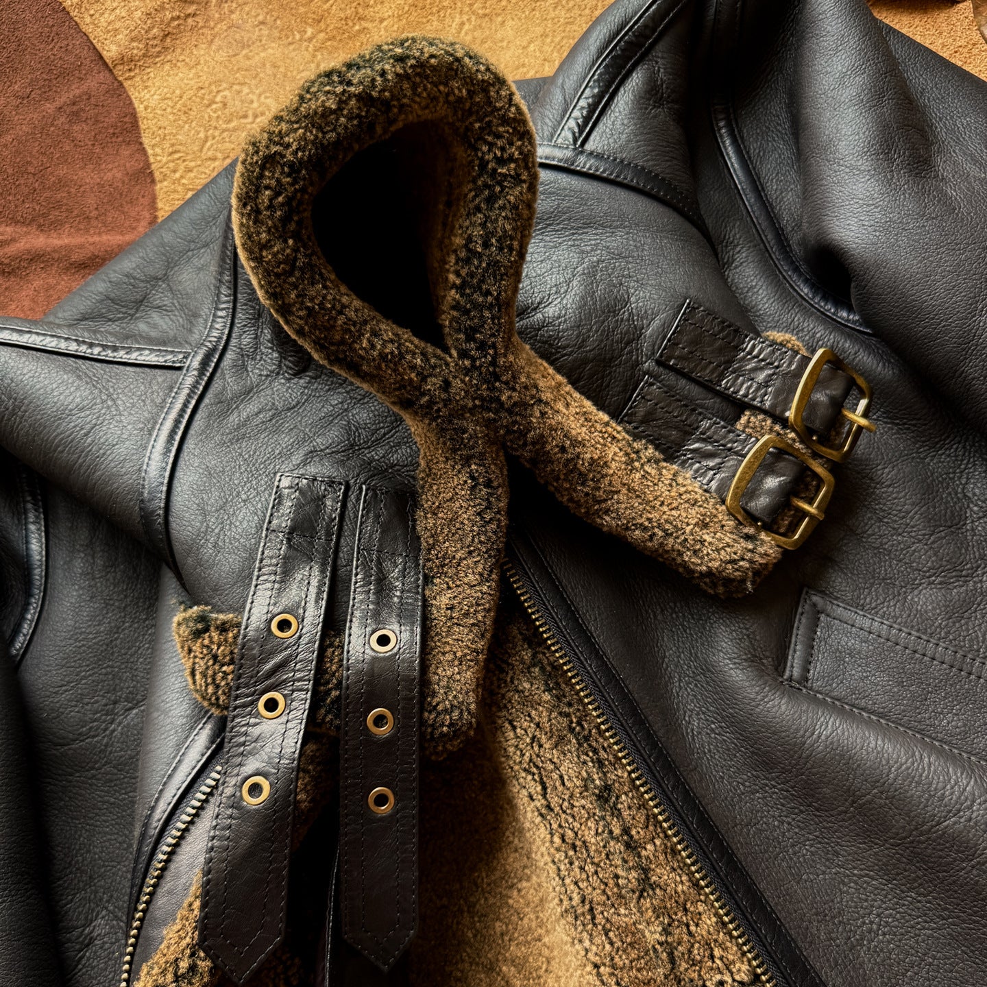 Men b3 shearling leather aviator jacket