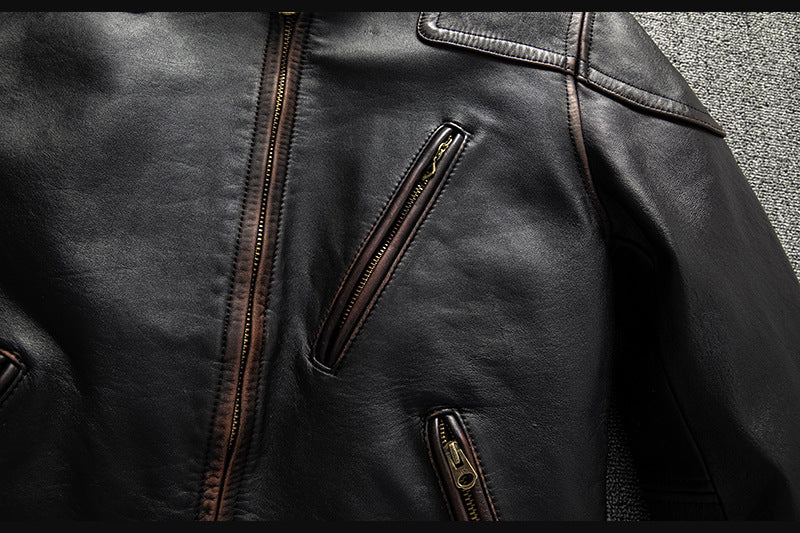 Men’s Heavyweight Genuine Leather Biker Jacket