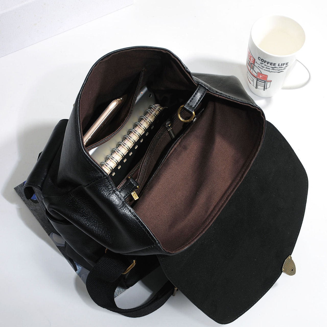 Women leather backpack laptop carry bag