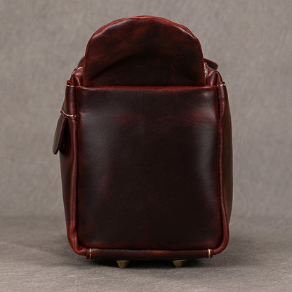 Men's Leather Wash Bag in Dark Brown Top-Grain Cowhide