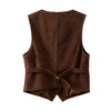 Brown suede leather vest women