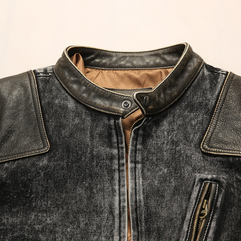 Retro venom patchwork denim jacket