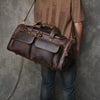 Mens crazy horse leather travel duffle bag
