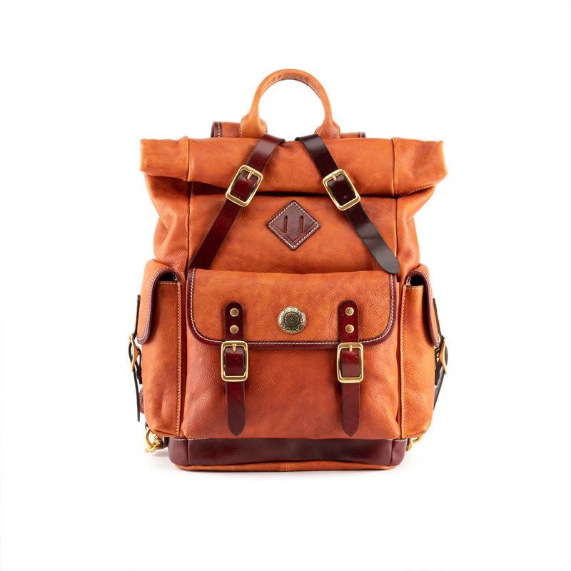 Tanned Leather Backpack for Work and Travel