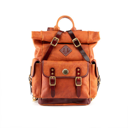 Tanned Leather Backpack for Work and Travel