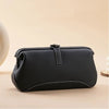 Women's Leather Cosmetic Bag with Wide Opening in Brown