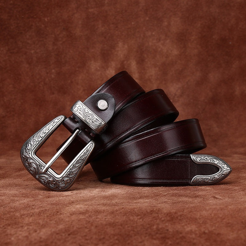 Leather Belt with Buckle for Women in Top-Grain Cowhide