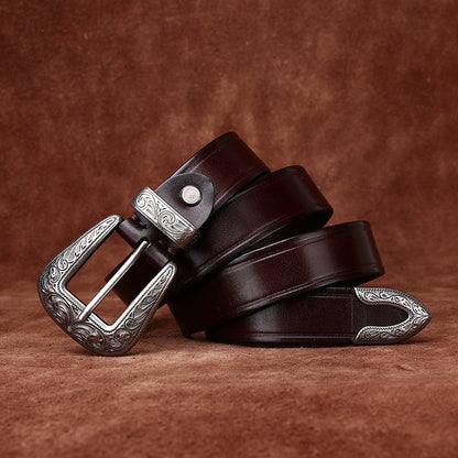 Leather Belt with Buckle for Women in Top-Grain Cowhide