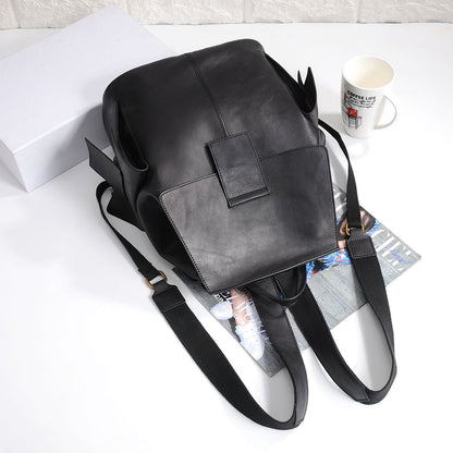 Women top layer cowhide laptop backpack
