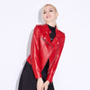 Women slim fit cropped leather biker jacket